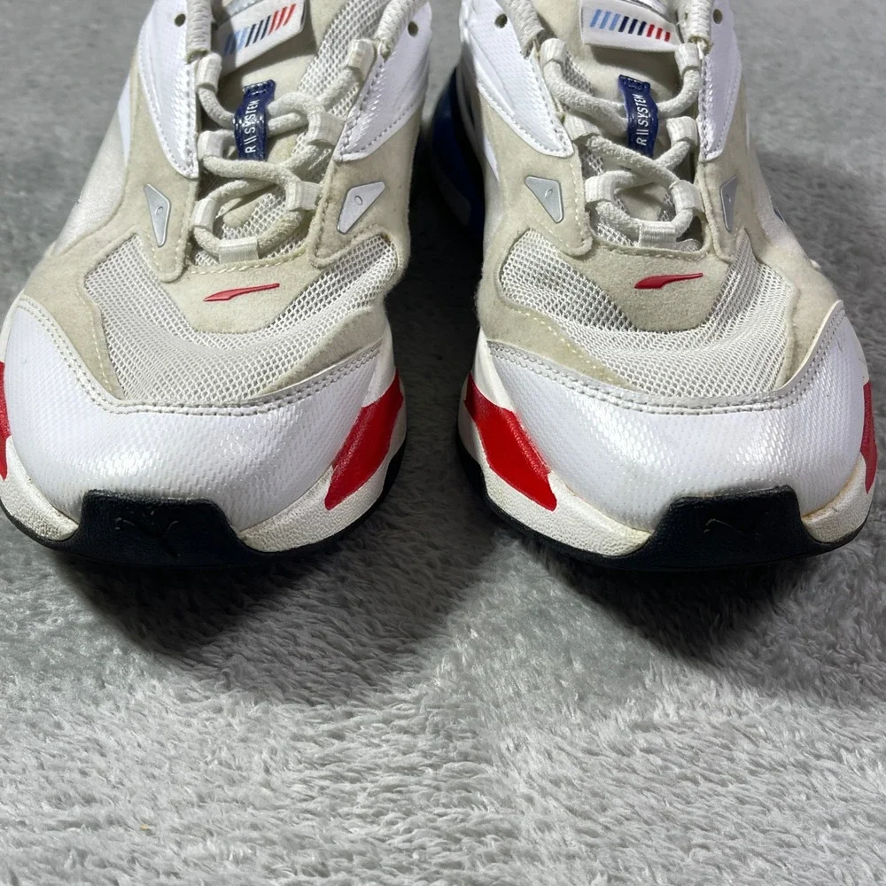 Puma RS Fast Motorsport Sneakers White Beige Blue Red Men's Size 7C‎